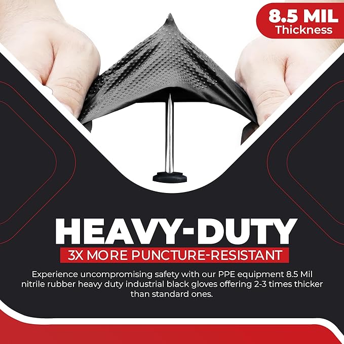 Industrial Nitrile Gloves – Heavy Duty Latex & Powder Free Disposable Gloves with Diamond Texture