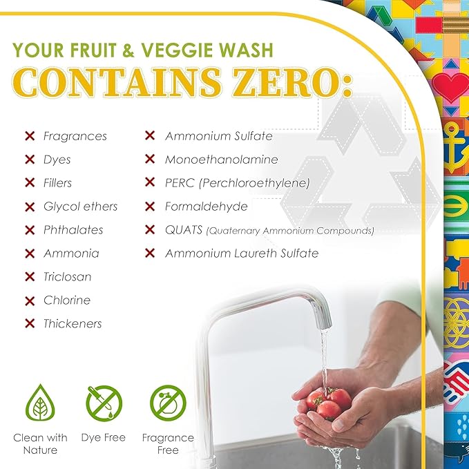 Truly Free Natural Fruit and Veggie Wash Kit - DIY Vegetable Washer & Fruit Cleanser - Pack of 3