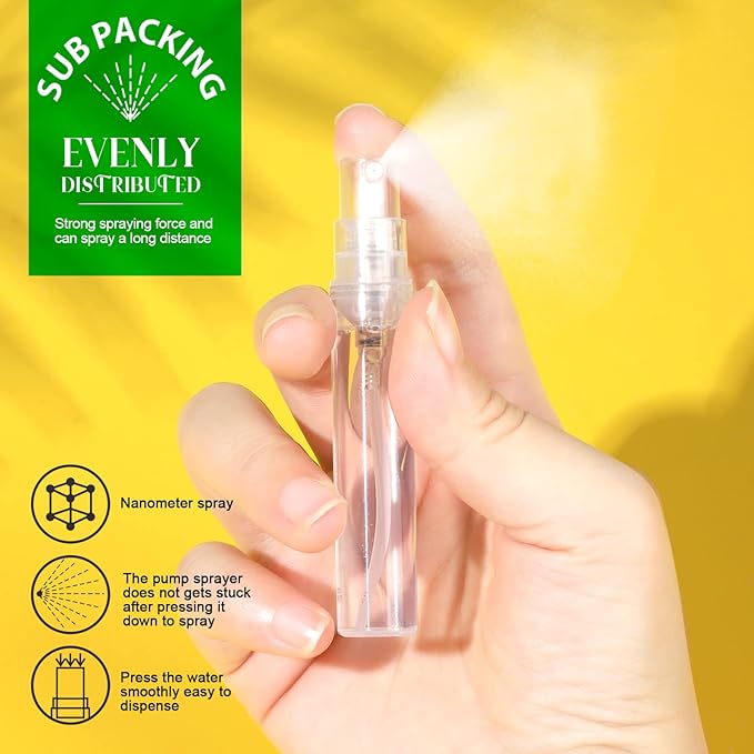 Teenitor 20Pcs Mini Spray Bottle, Travel Spray Bottle 5ml Plastic, Fine Mist Atomizer for Perfume, Mini Refillable Bottle, Empty Bottle for Travel