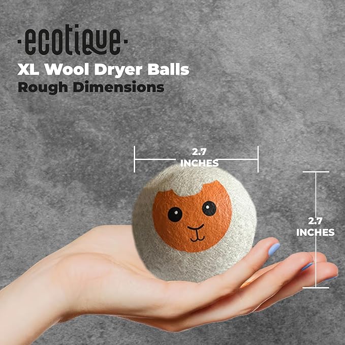 Wool Dryer Balls 6-Pack XL 100% New Zealand Wool Reusable for 1000+ Loads Baby-Safe Chemical-Free Natural Fabric Softener Reduces Drying Time Wrinkles Static Dryer Sheet Alternative