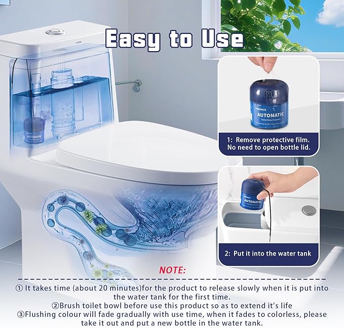 Toilet Bowl Cleaner, Automatic Long Lasting Continuous Toilet Bowl Cleaners Unscented,Bathroom Cleaner Prevent Stain Build Up Powerful Clean,3 Bottles Septic Safe Toilet Bowl Tablets in Bottle