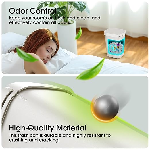 CEROELDA 3 Pack Bathroom Trash Can with Lid, 10L/2.6 Gal Small Garbage Can with Press Top Lid, Slim Plastic Waste Basket for Toilet, Office, Bedroom (White, 3 Pack)