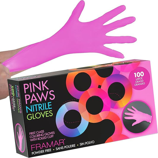 FRAMAR Pink Gloves Disposable Latex Free Large – Nitrile Gloves Large, Non Latex, Powder Free, Guantes De Nitrilo, For Hair Dye, Salon, Cleaning, Tattoo, Food Prep, Extra Durable – 100 Pack