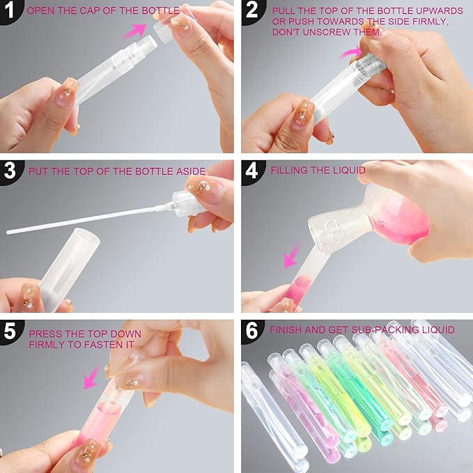 Teenitor Mini Spray Bottles, 20-Pack 10ml Empty Refillable Plastic Atomizer for Perfume, Essential Oil, Travel