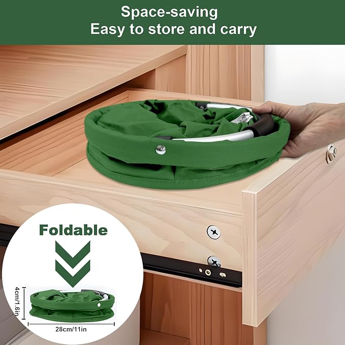 17L Cleaning Caddy with Handle, Cleaning Supplies Organizer, Foldable Storage Basket, Cleaning Supply Caddy, Portable Multi Cleaning Bucket Bag for Home, Garden (Green)