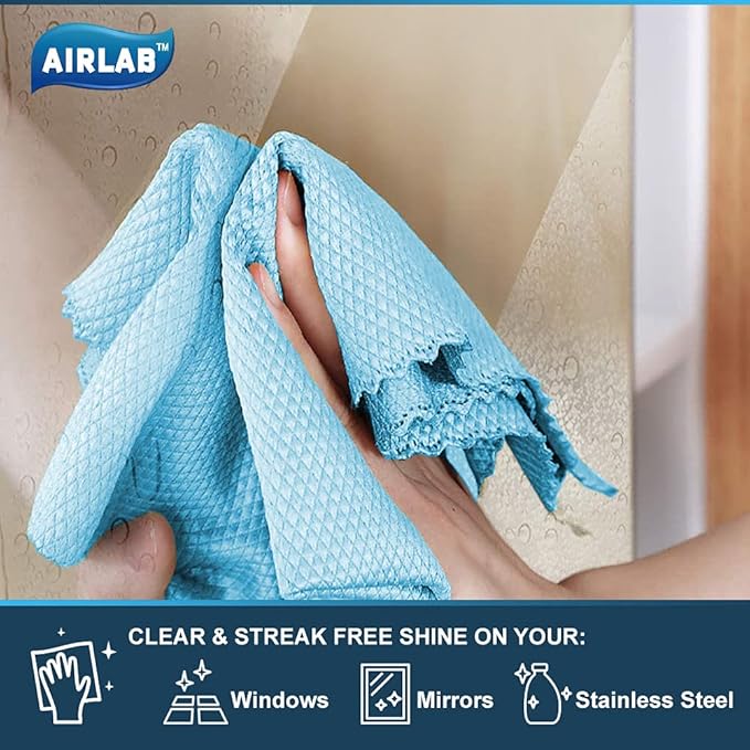 Streak Free Miracle Cleaning Cloths Easy Clean Nanoscale, Pack of 8, 12'' x 16'', Microfiber Polishing Windows Glass Lint Free Rags Stainless Steel Car Kitchen Reusable