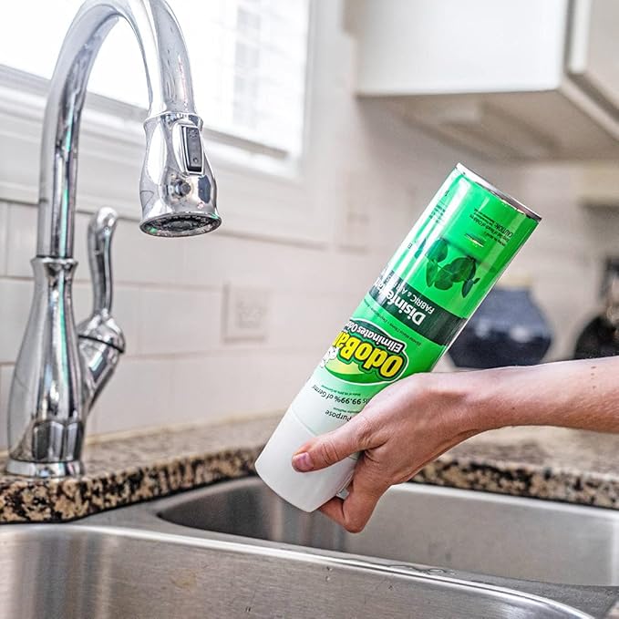 OdoBan Ready-to-Use 360-Degree Continuous Spray Disinfectant & Harsh Aroma Eliminator, Fabric and Air Freshener, Made in the USA, Original Eucalyptus Scent, 14.6 Ounces