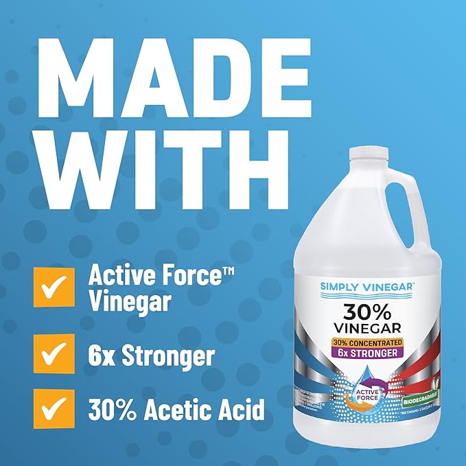 30% Vinegar – Pure Concentrated Active-Force Vinegar for Cleaning, Home, and Garden, 128 oz (2)