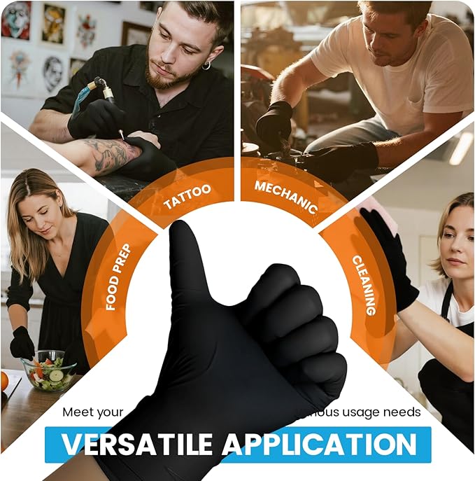 6 mil Disposable Nitrile Gloves, Heavy Duty Disposable Glove, Cooking Gloves, Latex Free, Powder Free