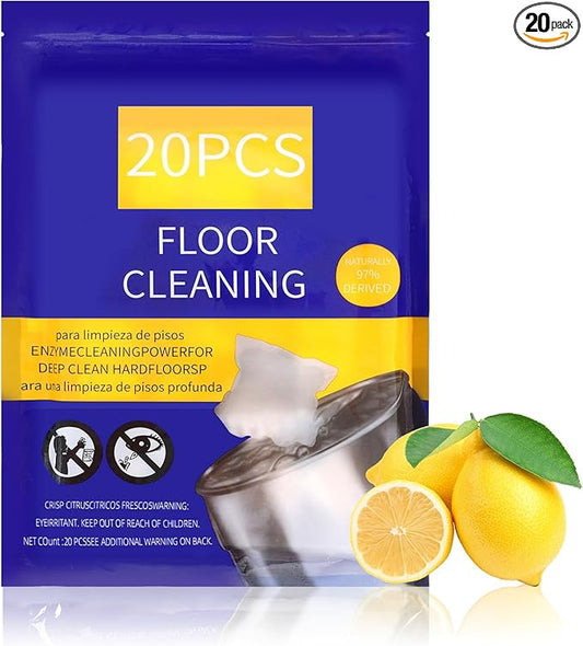Hard Floor Cleaner, Lemon Fresh Scent, 20 count (1 Packet) | Made From 97% Natural Ingredients | For Use On All Types Of Hard Floors | Perfect For Use With Mop Buckets (Lemon)