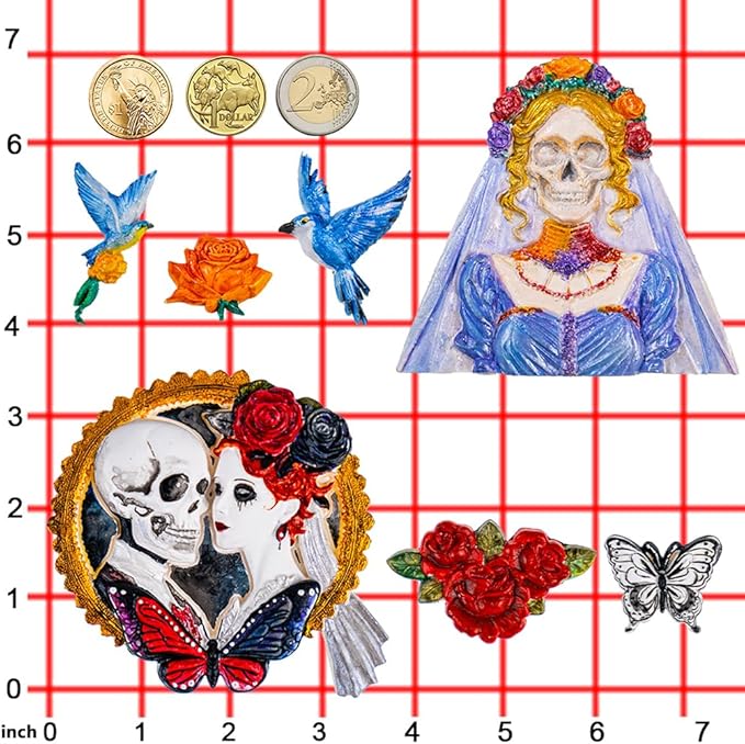 Skeleton Bride and Groom Clay Molds for Crafts