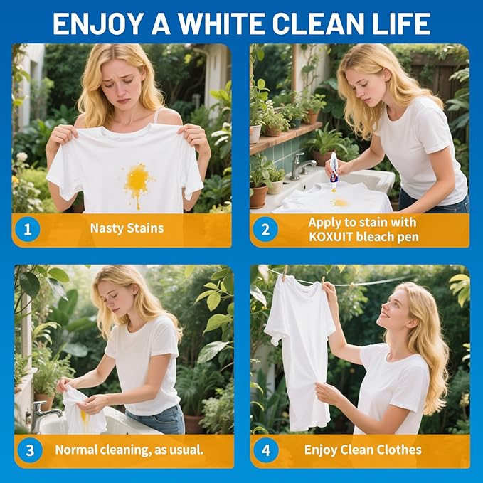 Bleach Pen,Bleach Pen for Clothing,bleach gel Pen,Stain Remover Pen, Mold Stain Remover Gel Cleaner, Clothing bleached DIY design, Travel Accessories, Lnstantly Remove Stains(Milky white) 1PCS.