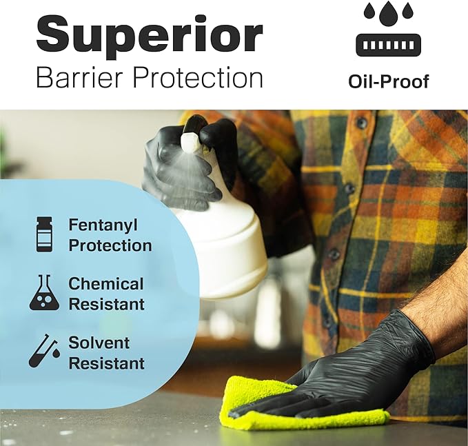 Raxwell Black Nitrile Gloves | Black Gloves Disposable Latex Free 4.5mil Powder Free, Food Safe Gloves, Cooking Gloves