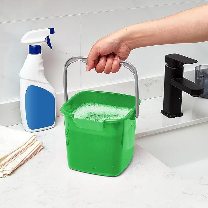 Irenare 12 Pcs Sanitizing Bucket 3 Quart Cleaning Pail Small Detergent Square, Spout and Handle Plastic Utility Sanitizer Buckets for Restaurant Kitchen Home Offices (Multicolor)