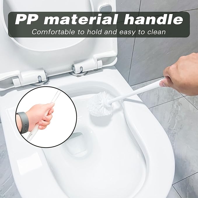 14.2 Inch Toilet Brushes White 5 Handles with 20 Replaceable Brush Heads Disposable Toilet Brush Set Bathroom Cleaning Brush Soft Bristle Long Handle Plastic Toilet Scrubber