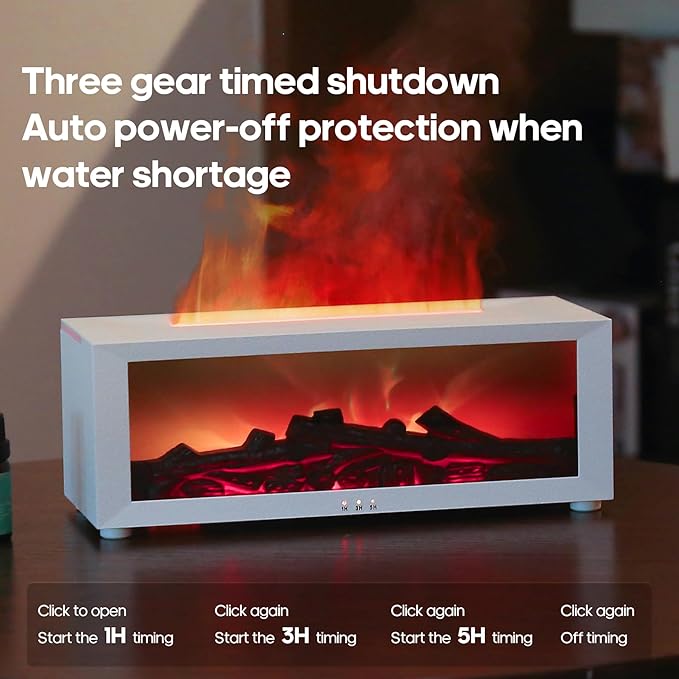 Essential Oil Air Diffuser with Remote Control,Flame Colorful Water Vapor Fireplace Fire Humidifier for Aromatherapy Aroma Machine for Room Bedroom,[Timer and Auto Off Protection]