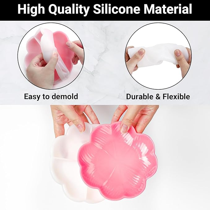 Gartful 3 Pieces Tray Resin Molds, Silicone Jewelry Dish Molds, Storage Container Epoxy Resin Casting Molds for Jewelry Ring Holders, Soap Dish, Candle Holder, 3 Large Tray(Feather&Flower&Ginkgo leaf)