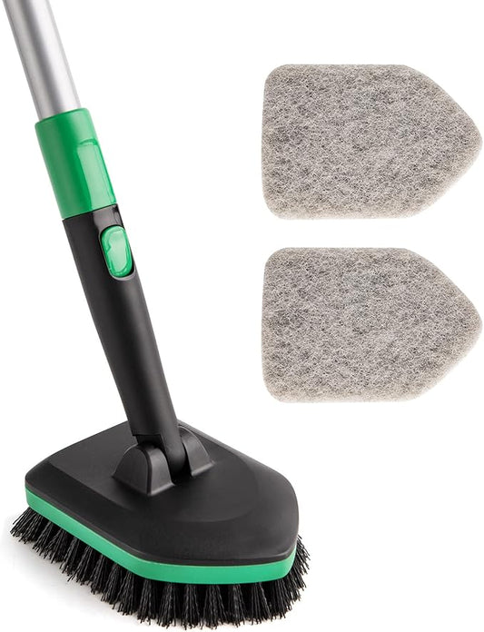 Eyliden Tub Tile Scrubber Brush with 58" Telescopic Handle, 2 in 1 Cleaning Brush for No Scratch Scrubber Brushes for Bathroom Kitchen Toilet Wall Tub Tile Sink