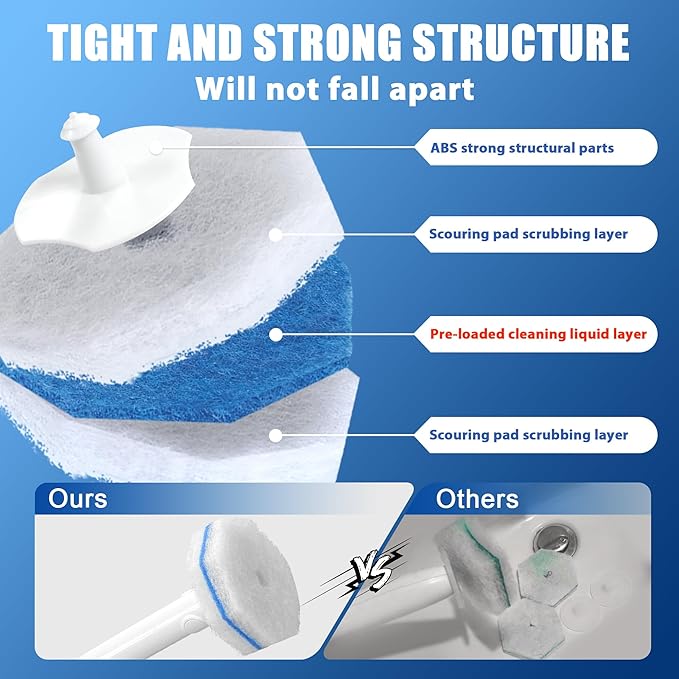 Disposable Toilet Brush with 30 Brush Heads, 3-in-1 Toilet Cleaning System Set-1 Ergonomic Toliet Wand, 1 Compact Holder, 30 Pre-Filled Cleaning Solution Refills for Deep Scrub Toilet. 1 Pack.