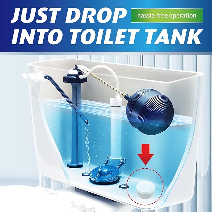 Toilet Bowl Cleaner Tablets - 20 PCS Automatic Bleach Toilet Cleaner Tablets, Slow-Releasing Deodorizing & Descaling, Powerful Bathroom Tank Cleaner