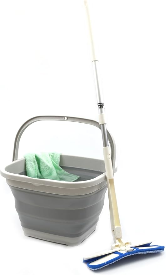 SAMMART Set of 2-11L (2.9 Gallon) Collapsible Rectangular Handy Basket/Bucket (2, Grey)