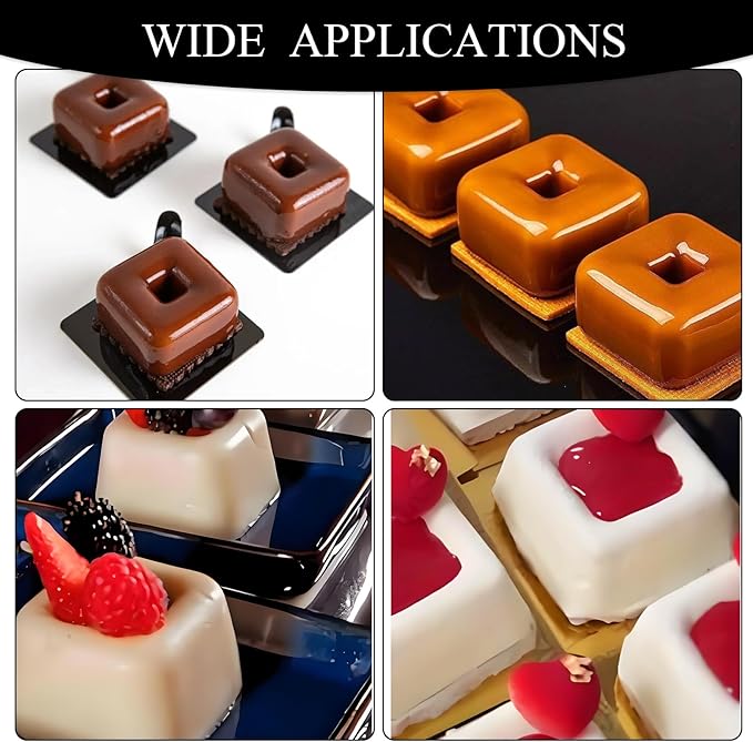 Chocolate Square Silicone Molds for Baking, Savarin Pan Mousse Cupcake 2 Packs with 16-Cavity 1.7" x 1.7" x 0.9" for Mini Cheesecakes Candy Desserts