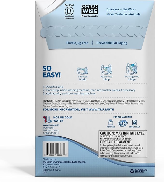 Tru Earth Platinum - Heavy Duty Laundry Detergent Sheets - Up to 64 Loads (32 Count), Fresh Linen Scent - Ultra-Concentrated Formula - Eco-Friendly Laundry Sheets