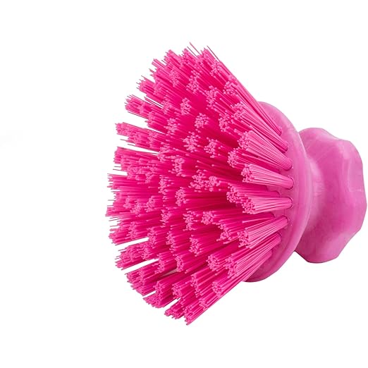 SPARTA 42395EC26 Plastic Scrubber Brush, Round Brush, Dish Scrub Brush With Color Coded For Cleaning, Kitchen, Bathroom, Bathtub, Dishes, Sink, 5 X 5 X 4 Inches, Pink, (Pack of 6)