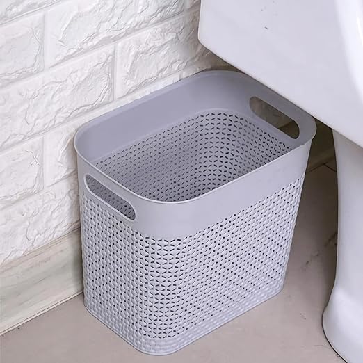 UUJOLY Plastic Small Trash Can Wastebasket, Garbage Container Basket for Bathrooms, Laundry Room, Kitchens, Offices, Kids Rooms, Dorms, (Grey, 2 Pack/3 gallons)
