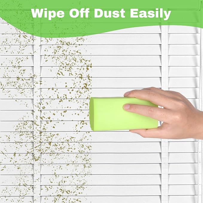 4pcs Damp Dusting Sponge Green, Household Clean Sponges Duster for Cleaning Baseboards Blinds, Vents, Window Trunk, Scrub Magic Sponge Eraser Reusable Wet Sponges Cleaning Supplies Tool