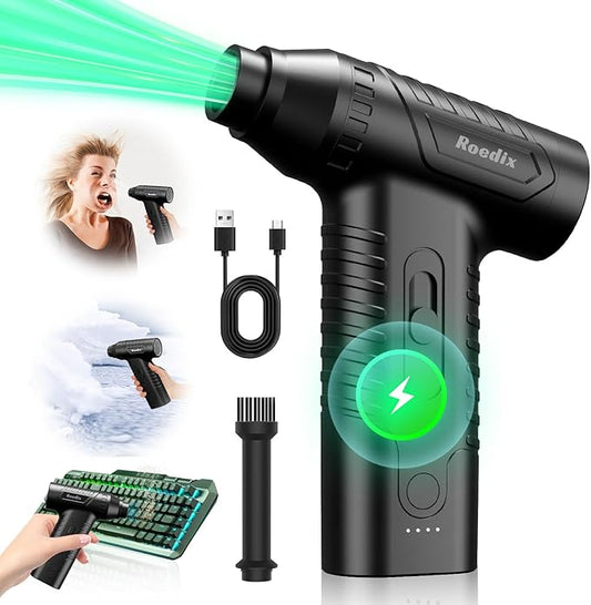 Compressed Air Duster, New Upgrade 300000RPM Electric Air Duster, Powerful Replace Compressed Air Can - No Canned Air, Jet Dry Blower Portable Air Blower for Computer Clean, Keyboard, Car Dry, Home.