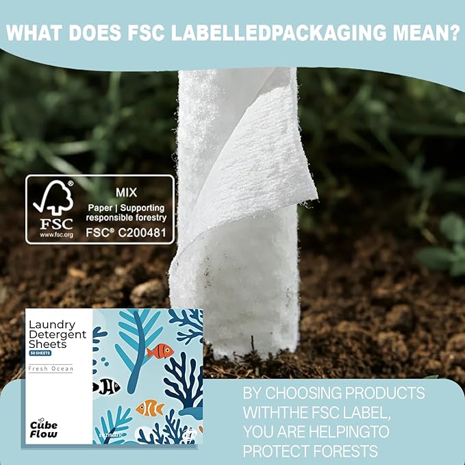 Laundry Detergent Sheets, Fresh Ocean Scent - 100 Loads | Deep Cleaning Power & Long-Lasting Freshness | Liquidless, Pre-Measured Eco Sheets | Plastic-Free, Hypoallergenic & Travel Friendly