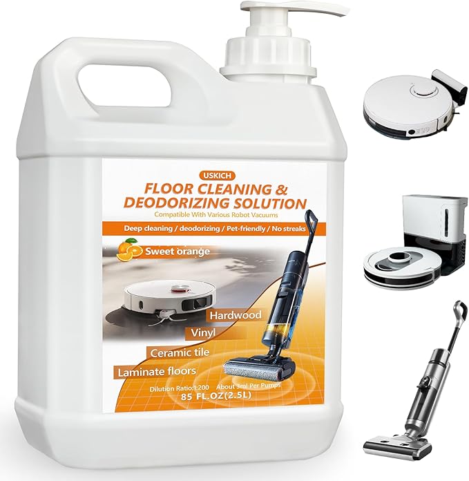 Floor Cleaning Solution- 85 FL OZ-Floor Cleaner for Mopping with Tineco,Deep Cleaning &Deodorizing for Roborock,Compatible with Saros Series,S8/S7 Series,Q Revo/Q Series,iFLOOR Series Wet Dry Vacuum