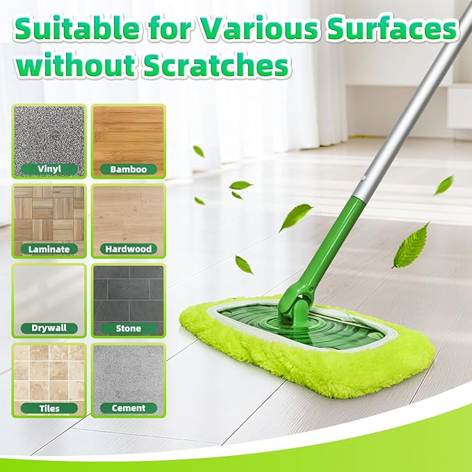 Reusable Mop Pads fit Swiffer Sweeper Mop - Microfiber Wet Pads Refill & Machine Washable Dry Sweeping Cloths for Mopping All Sealed Floors - Hardwood, Laminate, Tile & Stone (Mop is not Included)