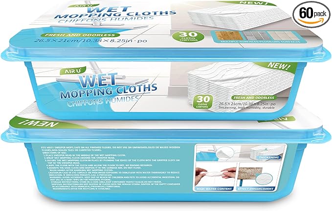 Upgraded Wet Mop Refills for Swiffer Sweeper Wet Pads, 60 Count