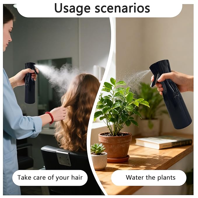 Spray Bottle for Hair Continuous Ultra Fine Mist (200ml) 360° Multi Spray Bottle for Plants, Cleaning, Skin Care Leakproof & Durable 2 Pack
