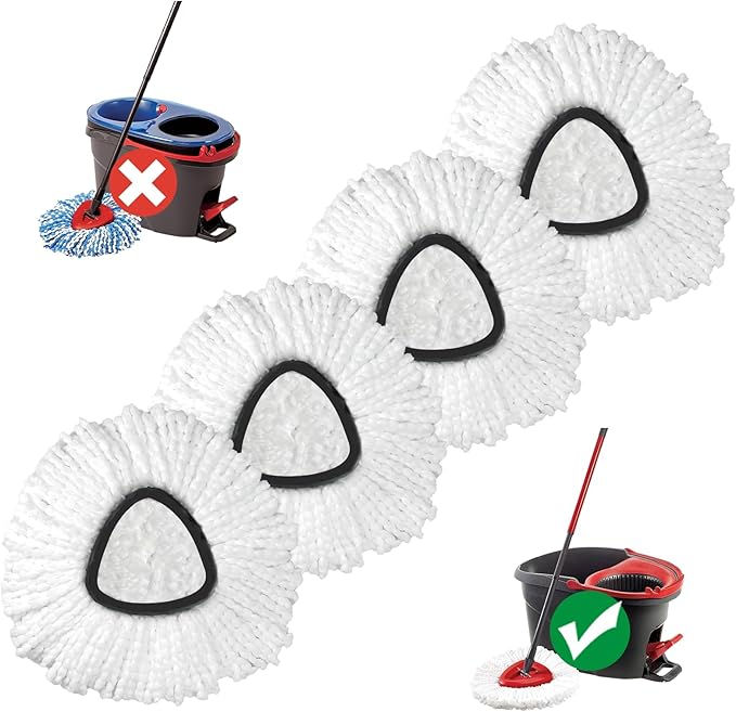 Mop Replace Head, 4 Pack Spin Mop Replacement Head Easywring 1-Tank System, Easy Cleaning, Microfiber, Machine Washable