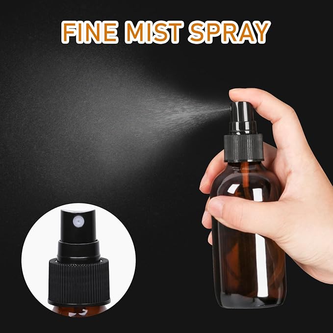 120ml Glass Spray Bottles with Fine Mist Sprayer 24Pack, Small Amber Glass Spray Bottles 4 oz for Perfumes,Cleaning Products,Pet Spray (4fl.oz, Set of 24)