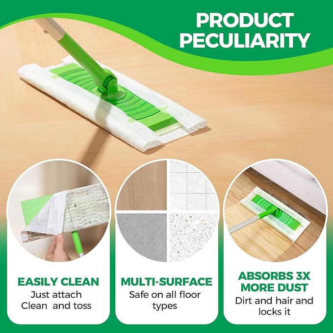 Dry Sweeping Cloths Mop Refills Disposable Sweeping Cloths Floor Dust Refills Mop Pad, Floor Cloth Refills for Swiffer Standard Sweeper , 7.87x11.81inch,150 Count