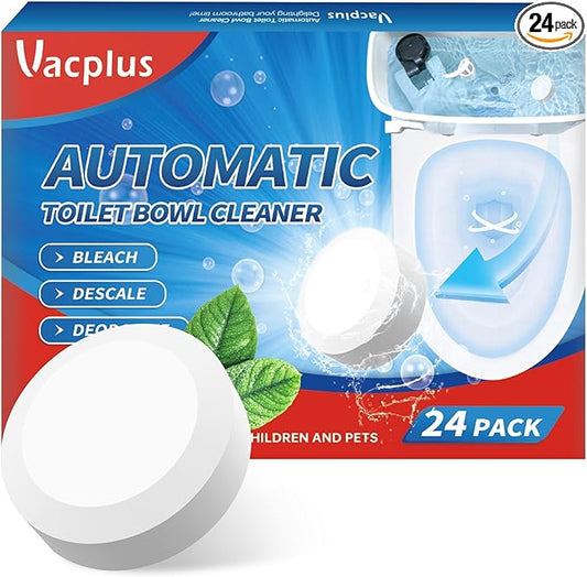 Vacplus Toilet Bowl Cleaners - 24 PACK, Household Toilet Cleaner, Automatic Toilet Bowl Cleaners with Bleach, Sustained-Release Toilet Tank Cleaners for Deodorizing and Descaling, 1.76 Ounces Each