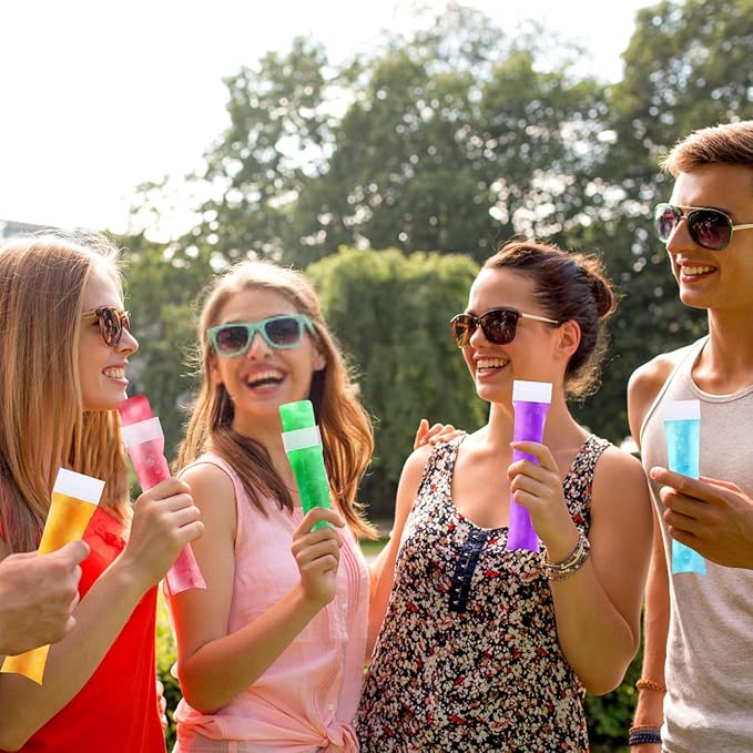 LOMIMOS 160PCS Disposable Popsicle Bags with Funnel,BPA Free Ice Pop Molds Double Zipper Freezer Tubes Reusable Ice Candy Sticks for DIY Yogurt Juice Smoothies(1.96"x7.87") – Family & Party Snacks