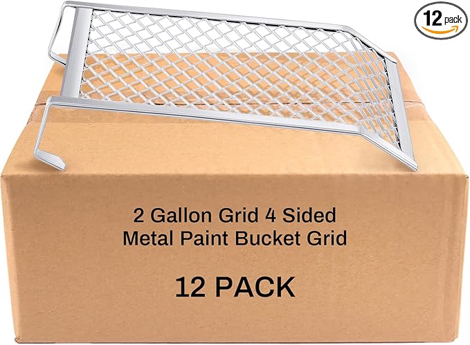 Landhoow 12 Pcs Paint Roller Grid for 2 Gallon Buckets, Paint Screen Strainer 4 Sided Metal Bucket Grid, Silver