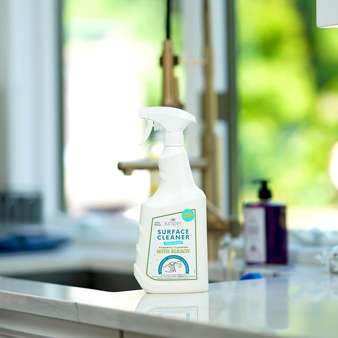Juniper, Surface Cleaner With Bleach, All-Purpose Cleaner for Bathroom, Kitchen, Toilet, 25 Fl. Oz Trigger Spray Bottle, (Pack of 12), Total 300 Ounce
