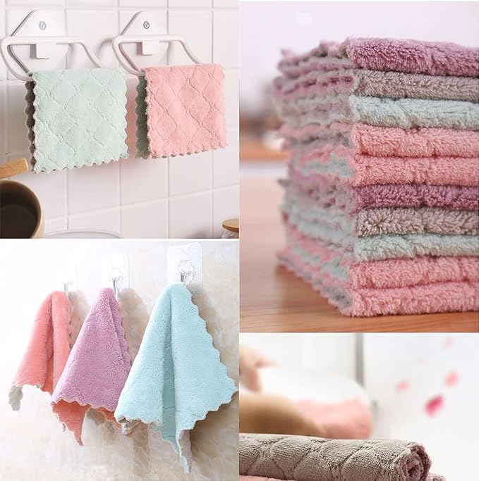 10 Pack Kitchen Cloth, Microfiber Dish Towels Washcloths, Super Absorbent Coral Velvet Dishtowels, Premium Cleaning Cloths,Non-Stick Oil Quick Dry DishTowels, Soft Tea Towels, Table Cleaning Cloths.
