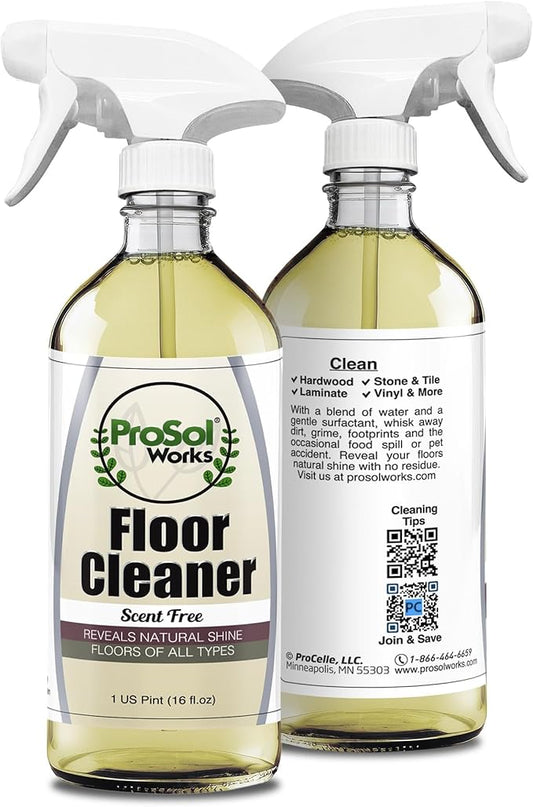 Wood Floor Cleaner 16 oz - Floor Cleaning Spray Great for Various Floor Types Like Tile, Linoleum, Vinyl, Laminate Flooring & Hardwood - Surface Cleaner for Floors, Stain, Dirt & Grime