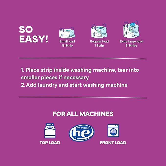 Tru Earth Compact Dry Laundry Detergent - Up to 64 Loads (32 Sheets) - Paraben-Free - Original Eco-Strip Liquidless Detergent, Travel Sheets - Lilac Breeze | Packaging May Vary