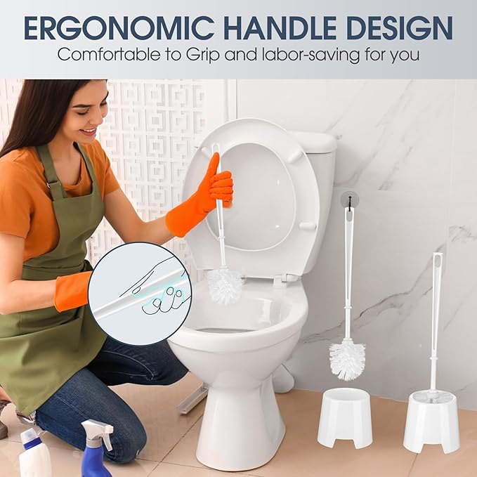 Mimorou 12 Sets Toilet Brushes and Holders Set White Toilet Bowl Brushes for Bathroom Scrub with Plastic Holders for Bathroom Cleaning Accessories