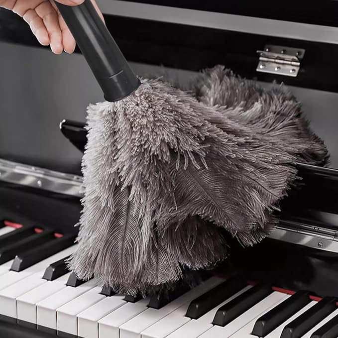 Retractable Feather Duster-Genuine Ostrich Feathers,Anti-Static,Reusable Eco-Friendly Handheld Cleaning for Keyboard,Home,Car,Office(10 to 15 Inches) 3 Pack