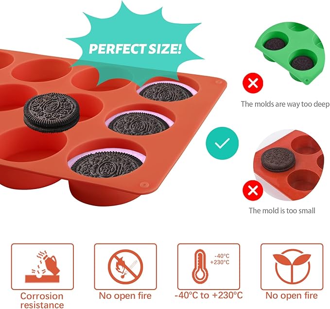 Round Chocolate Cookie Molds, 2PCS SAKOLLA Cylinder Silicone Mold for Chocolate Covered Oreos, Cake, Candy, Pudding, Mini Soap