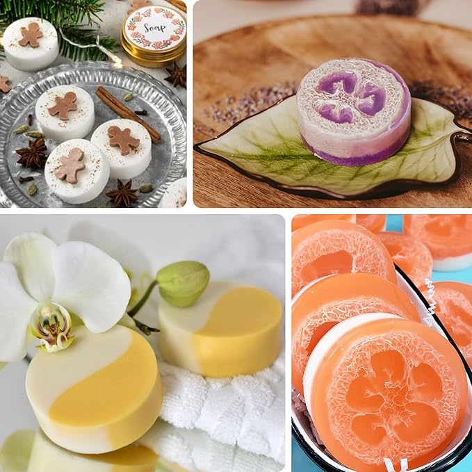 Sakolla 2 Pack Round Silicone Soap Molds, 12 Cavity 2.1" Cylinder Silicone Molds for Soap Making, DIY Bath Bombs, Shower Steamer, Lotion Bars, Loofah Soap (Brick-Red)